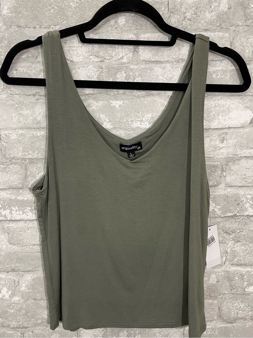 Dry Goods Originality Olive Green Scoop Neck Tank Top